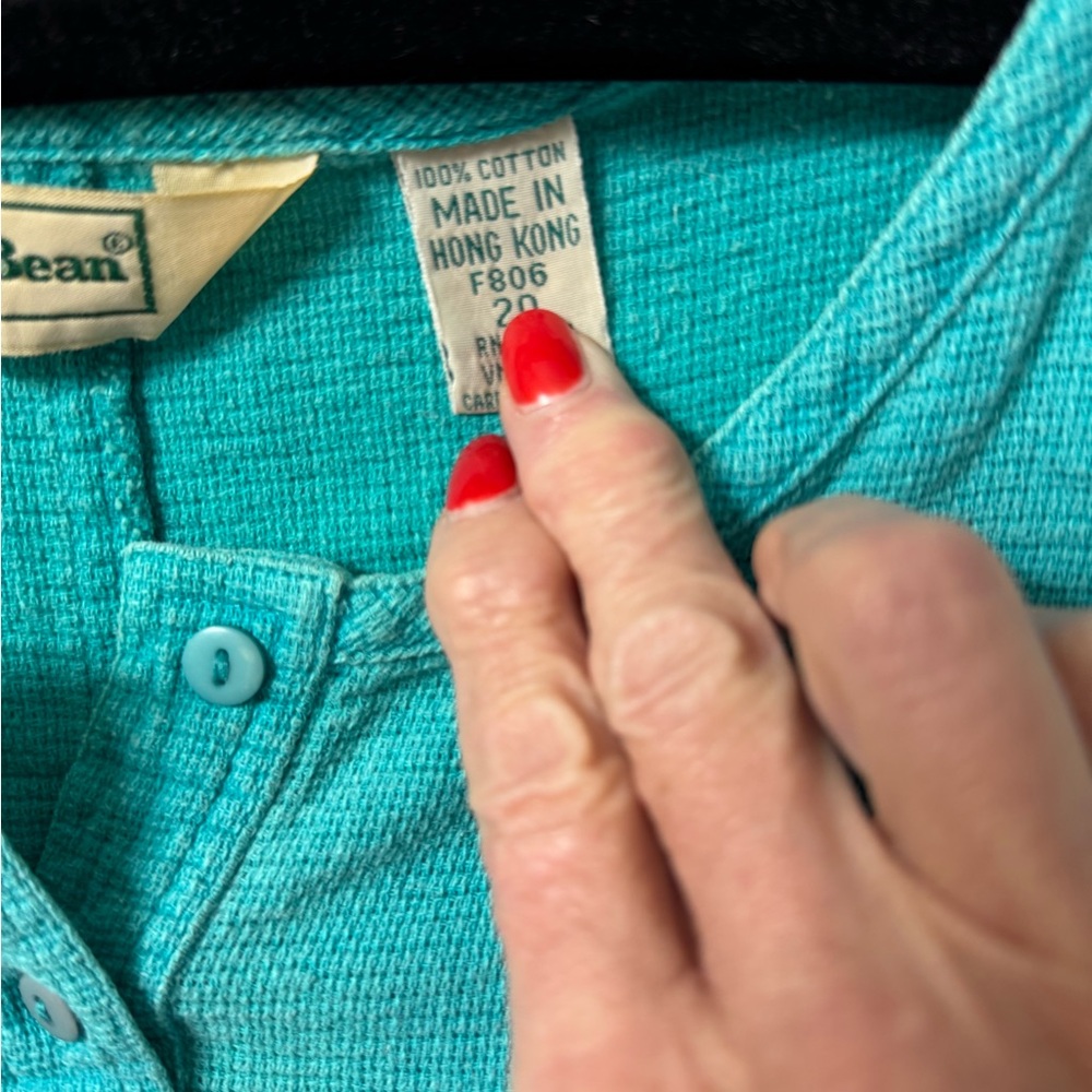 LL Bean, oversized tank, 20, aqua, boat neck w 2 button front, perfect condition - Picture 6 of 14